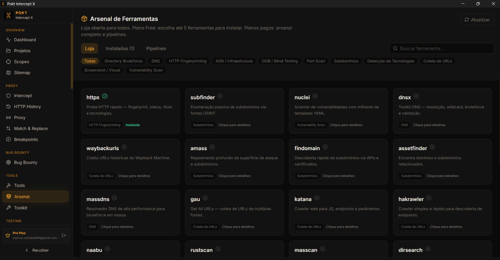 Arsenal de Ferramentas — catálogo com instalação e execução de CLI tools